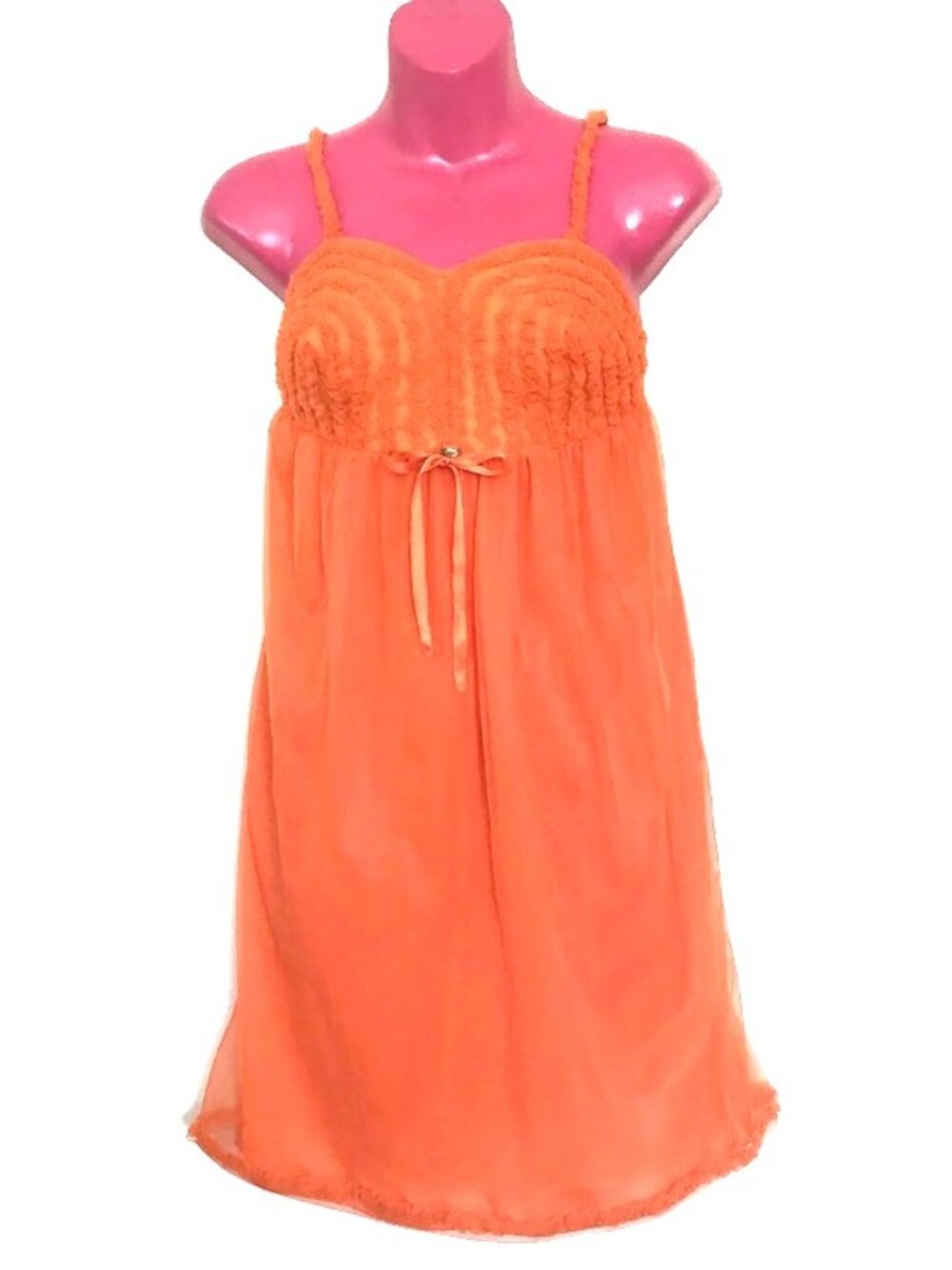 1950s vintage sheer orange bullet bra babydoll lingerie size extra small - Picture 3 of 7